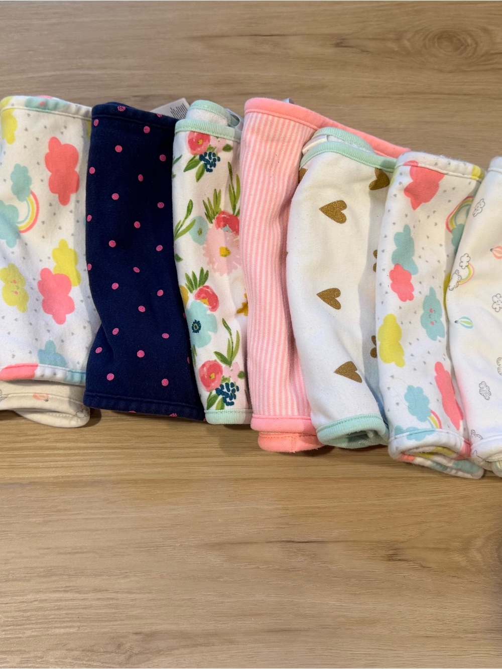 cloud island Assorted Baby Burb cloths - Navy, Pink, Mint, Gold, White